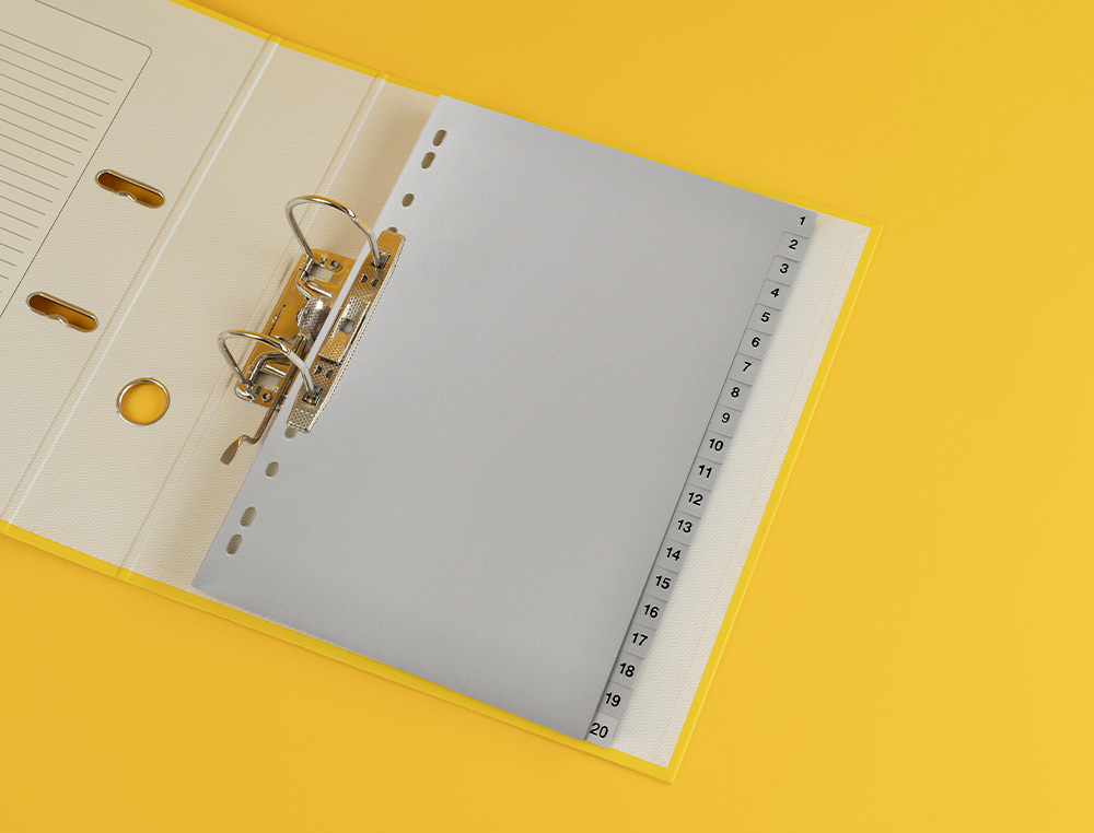 INTERCALAIRE Q-CONNECT NUMERIQUE 1-20 PLASTIQUE 20   POSITIONS A4 INDICE           MULTIPERFORE