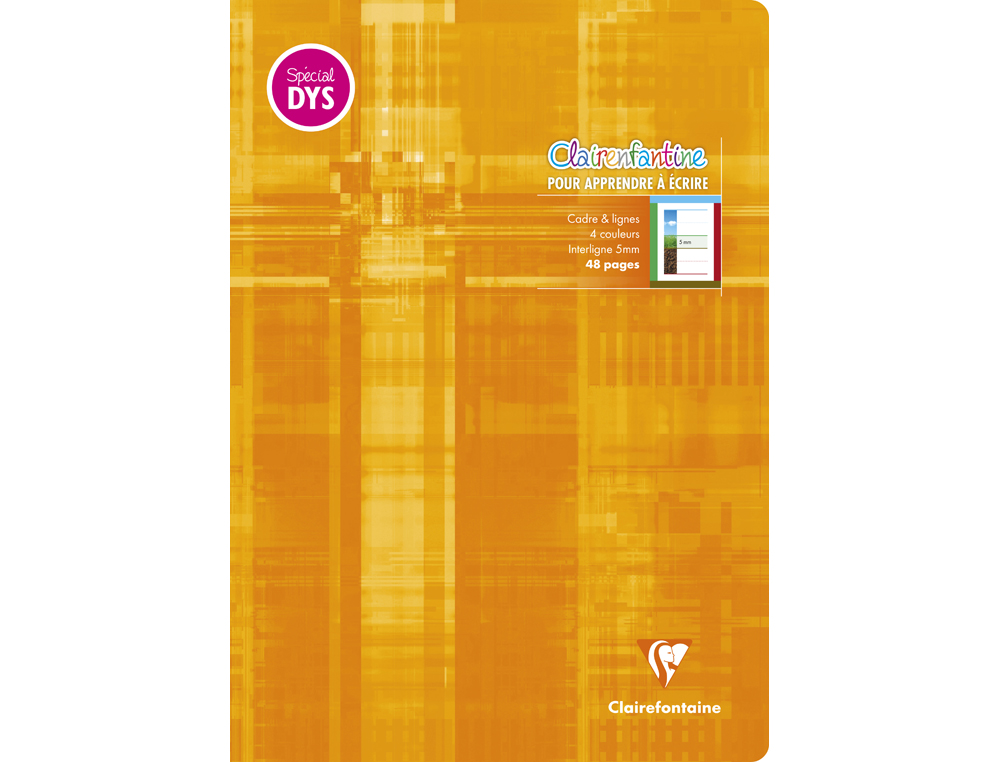 CAHIER CLAIREFONTAINTE ECRITURE PIQUE SPECIAL DYS 210X297MM 48P REGLURE CADRE ET LIGNES 4 COULEURS ET