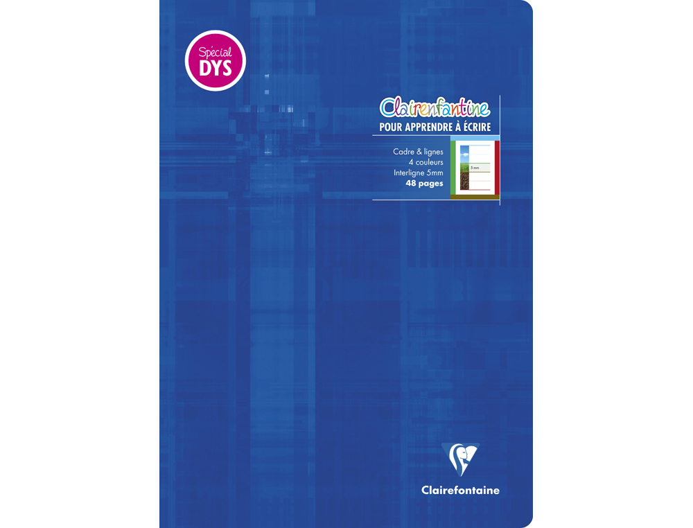 CAHIER CLAIREFONTAINTE ECRITURE PIQUE SPECIAL DYS 210X297MM 48P REGLURE CADRE ET LIGNES 4 COULEURS ET