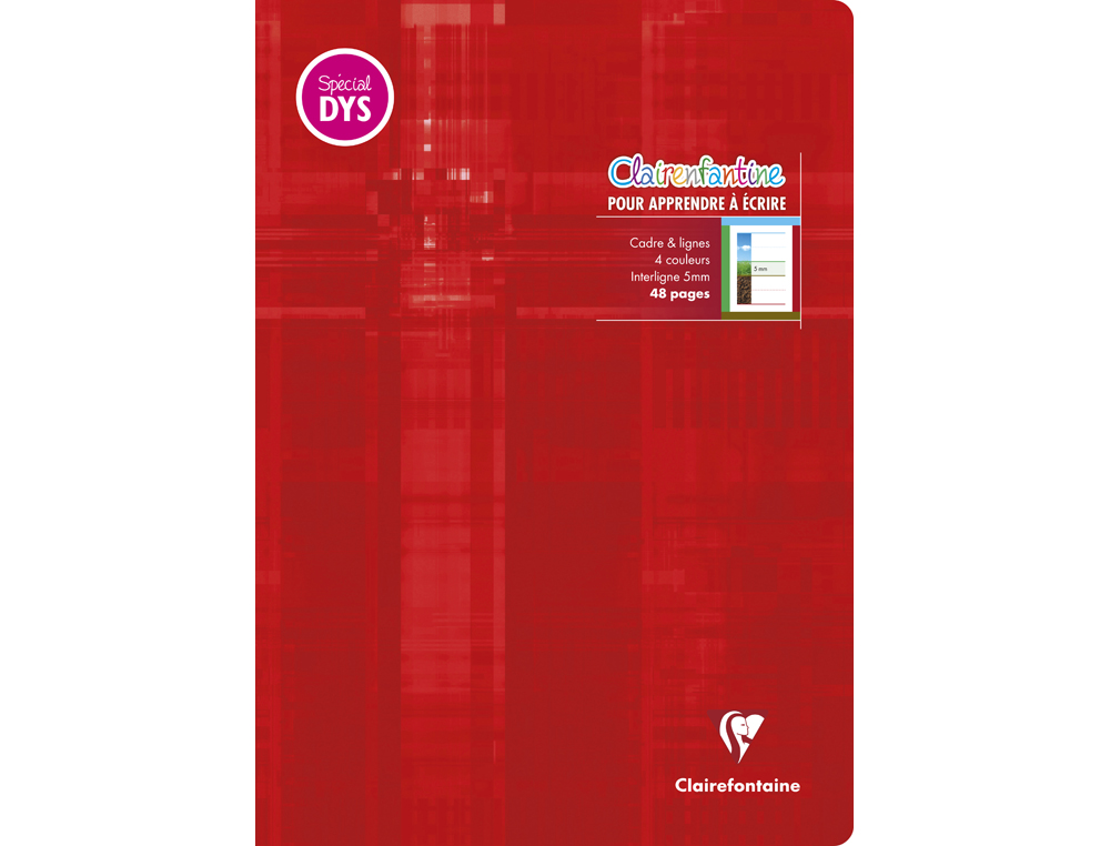 CAHIER CLAIREFONTAINTE ECRITURE PIQUE SPECIAL DYS 210X297MM 48P REGLURE CADRE ET LIGNES 4 COULEURS ET