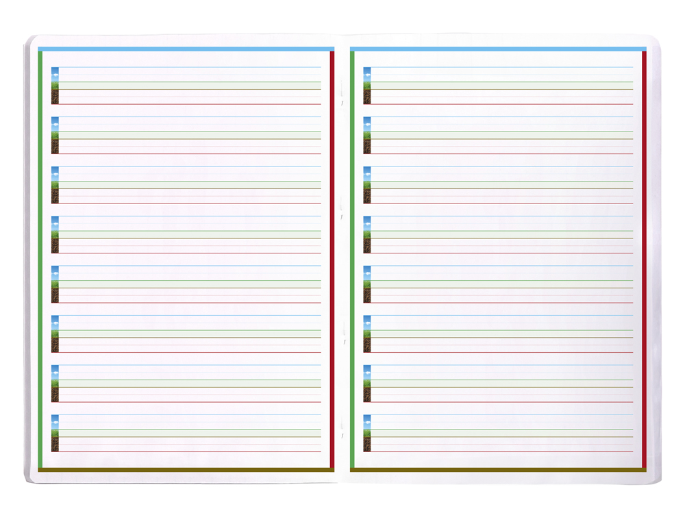 CAHIER CLAIREFONTAINTE ECRITURE PIQUE SPECIAL DYS 210X297MM 48P REGLURE CADRE ET LIGNES 4 COULEURS ET