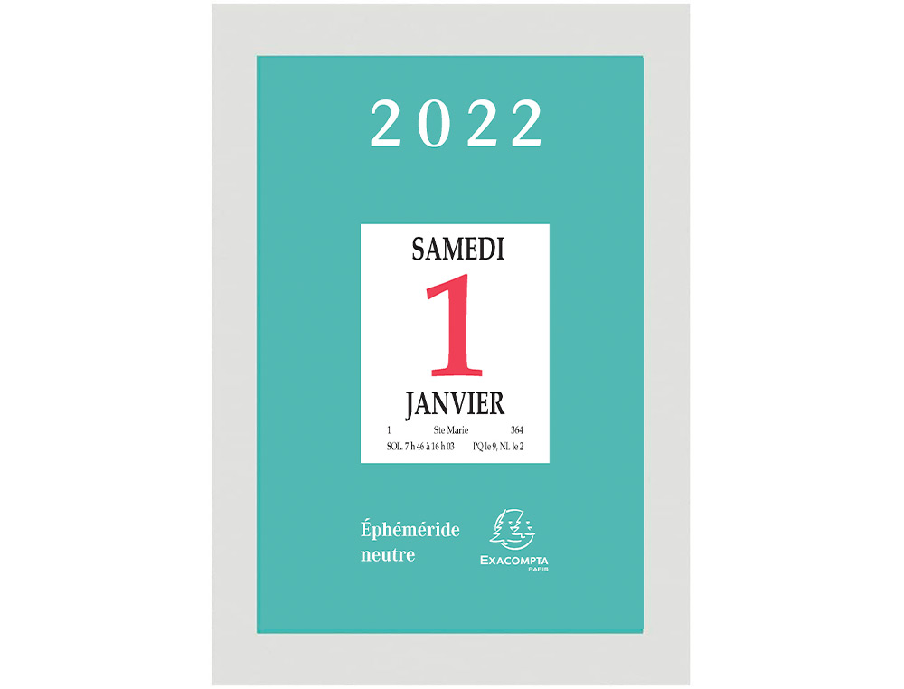 BLOC PHMRIDE EXACOMPTA MURAL ANNUEL JANVIER/DCEMBRE 1 JOUR/PAGE NEUTRE BOTIER PLASTIQUE 65X97MM
