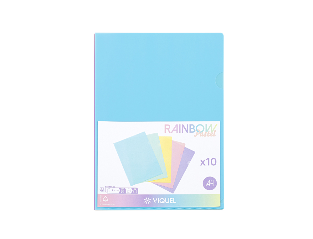 POCHETTE COIN VIQUEL RAINBOW PASTEL POLPROPYLENE A4        COLORIS ASSORTIS LOT 10       UNITES