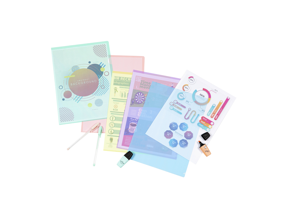 POCHETTE COIN VIQUEL RAINBOW PASTEL POLPROPYLENE A4        COLORIS ASSORTIS LOT 10       UNITES