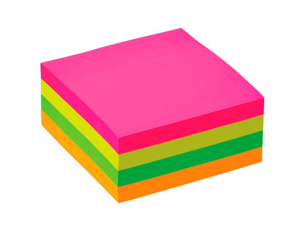 BLOC-NOTES Q-CONNECT CUBE QUICK NOTES 76X76MM 400F REPOSITIONNABLES SANS TRACES COLORIS NEON
