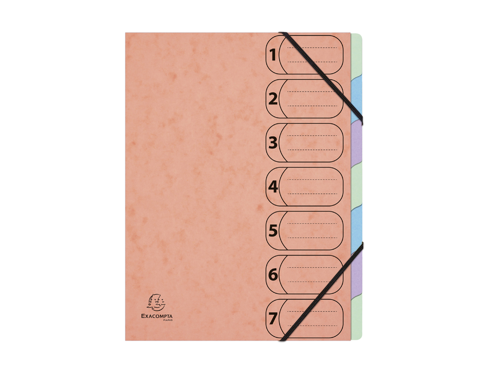 TRIEUR HARMONIKA EXACOMPTA AQUAREL A4 7 COMPARTIMENTS FERMETURE ELASTIQUE COLORIS ASSORTIS