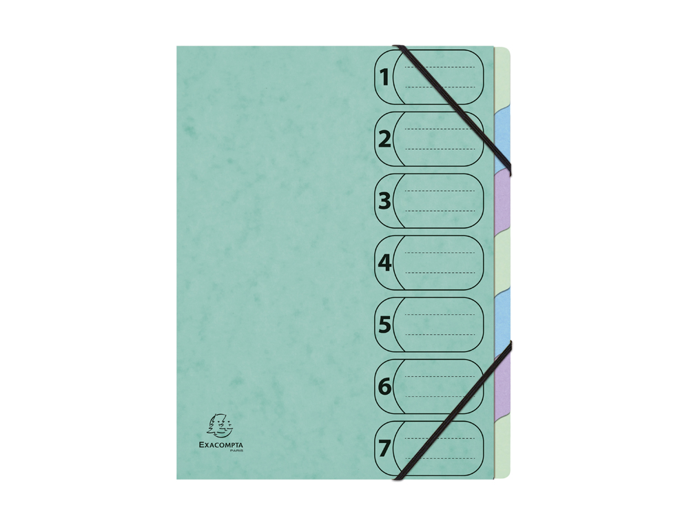 TRIEUR HARMONIKA EXACOMPTA AQUAREL A4 7 COMPARTIMENTS FERMETURE ELASTIQUE COLORIS ASSORTIS