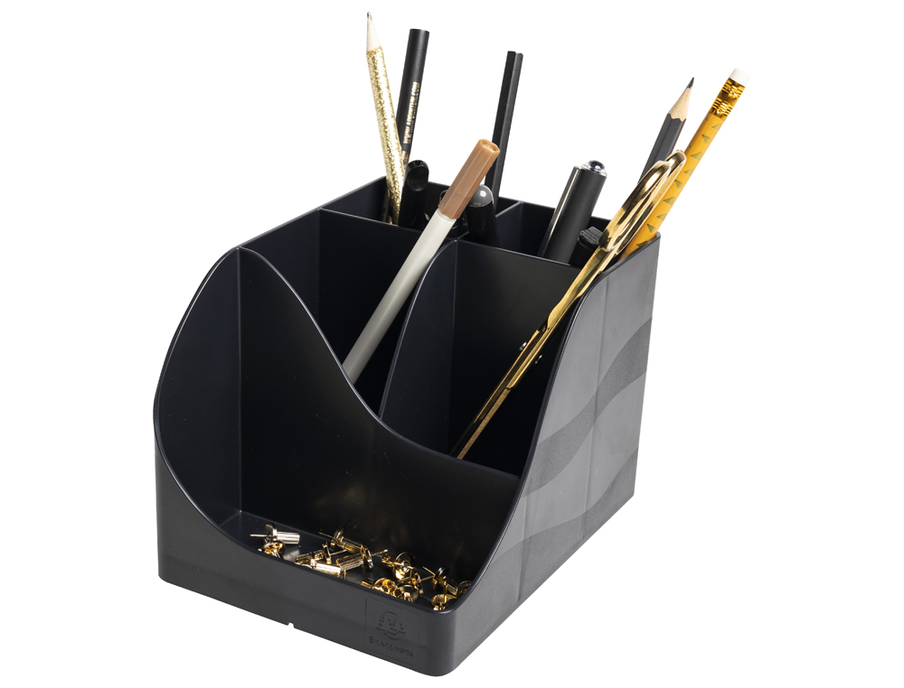 POT A CRAYONS EXACOMPTA PEN-WAVE NEO DECO 5           COMPARTIMENTS COLORIS NOIR