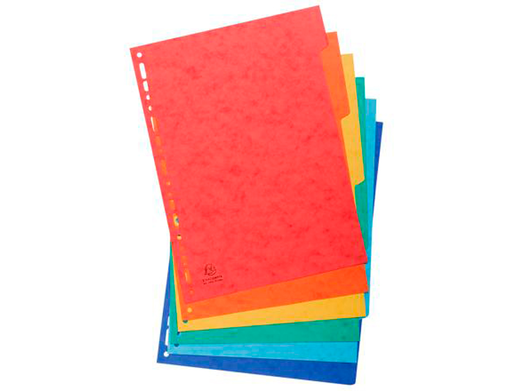 INTERCALAIRE EXACOMPTA CARTE LUSTREE 225GR A4 6 POSITIONS  COLORIS ASSORTIS