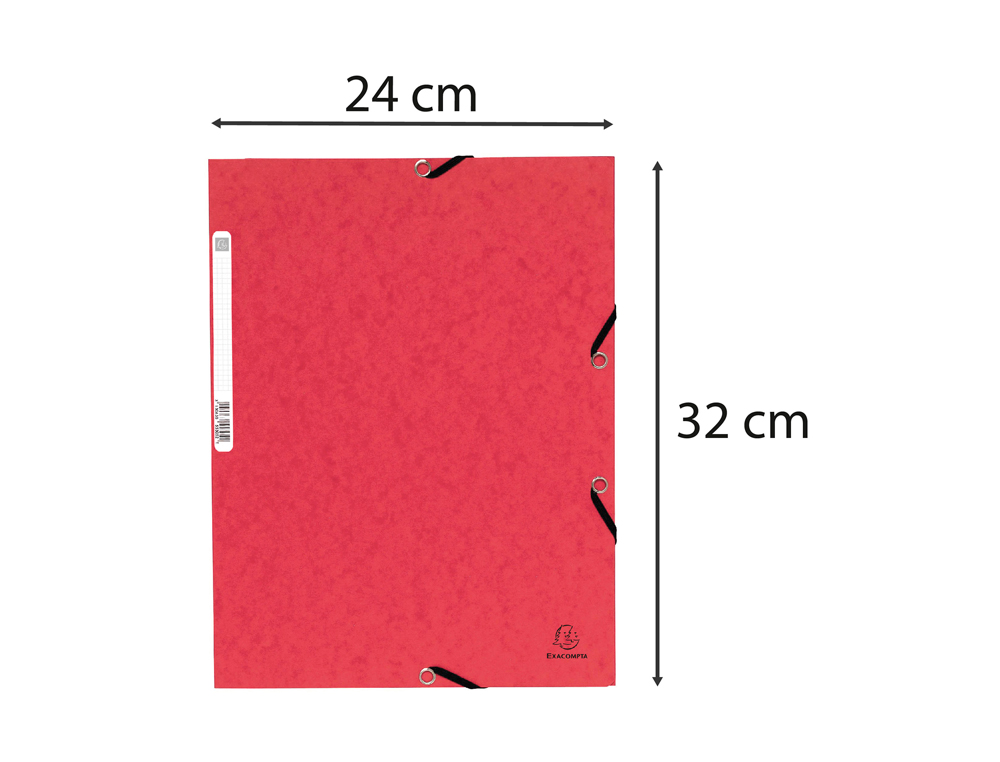 CHEMISE EXACOMPTA 3 RABATS CARTE LUSTREE 355GR A4        FERMETURE ELASTIQUE ETIQUETTE COLORIS ROUGE LOT 10 UNITES