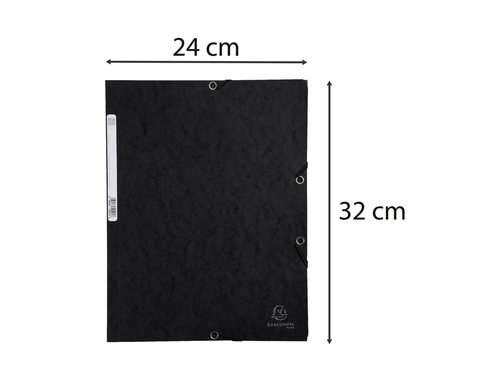 CHEMISE EXACOMPTA 3 RABATS CARTE LUSTREE 355GR A4        FERMETURE ELASTIQUE ETIQUETTE COLORIS NOIR LOT 10 UNITES
