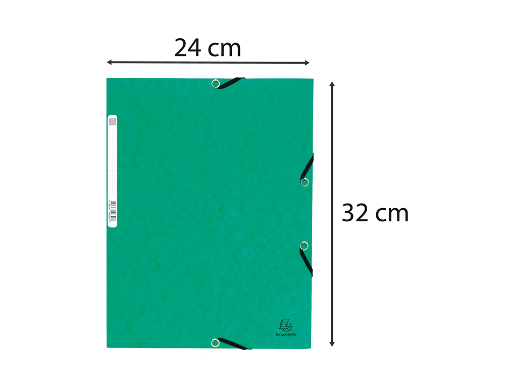 CHEMISE EXACOMPTA 3 RABATS CARTE LUSTREE 355GR A4        FERMETURE ELASTIQUE ETIQUETTE COLORIS VERT LOT 10 UNITES