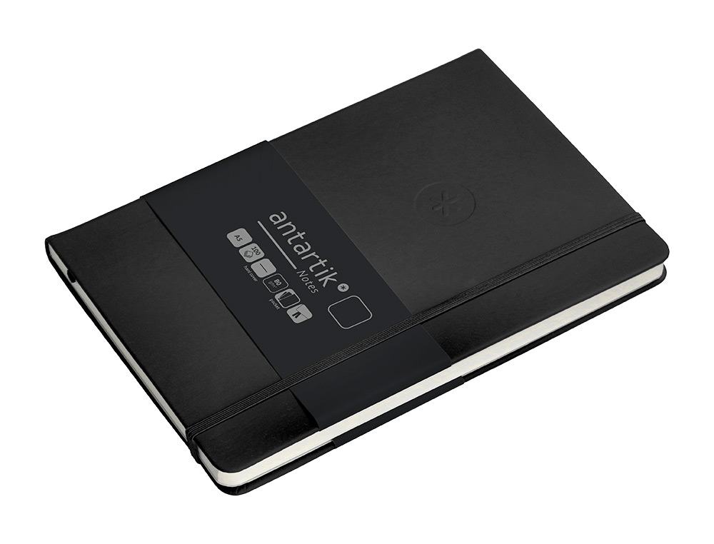 CARNET FERMETURE ELASTIQUE ANTARTIK NOTES COUVERTURE RIGIDE A5 PAPIER UNI IVOIRE 100 FEUILLES 80GR FSC COLORIS NOIR