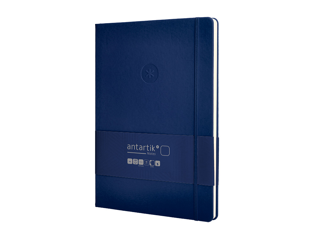 CARNET FERMETURE ELASTIQUE ANTARTIK NOTES COUVERTURE RIGIDE A4 PAPIER UNI IVOIRE 100 FEUILLES 80GR FSC BLEU MARINE
