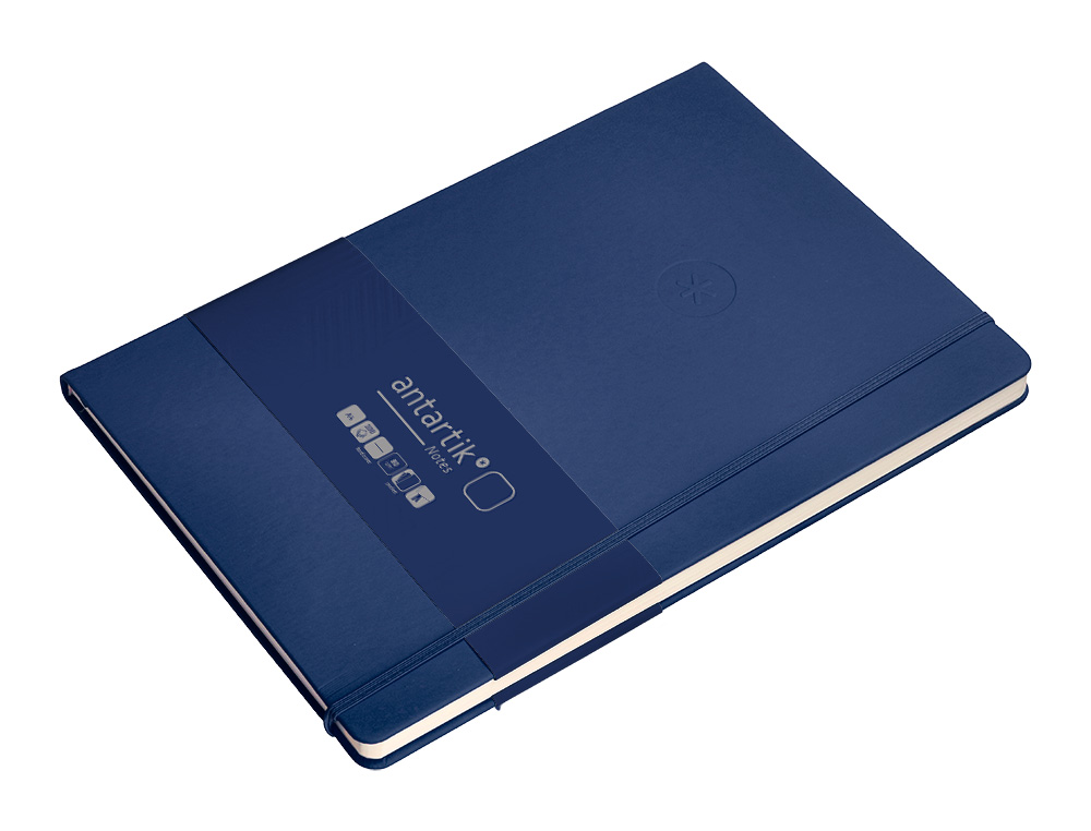CARNET FERMETURE ELASTIQUE ANTARTIK NOTES COUVERTURE RIGIDE A4 PAPIER UNI IVOIRE 100 FEUILLES 80GR FSC BLEU MARINE