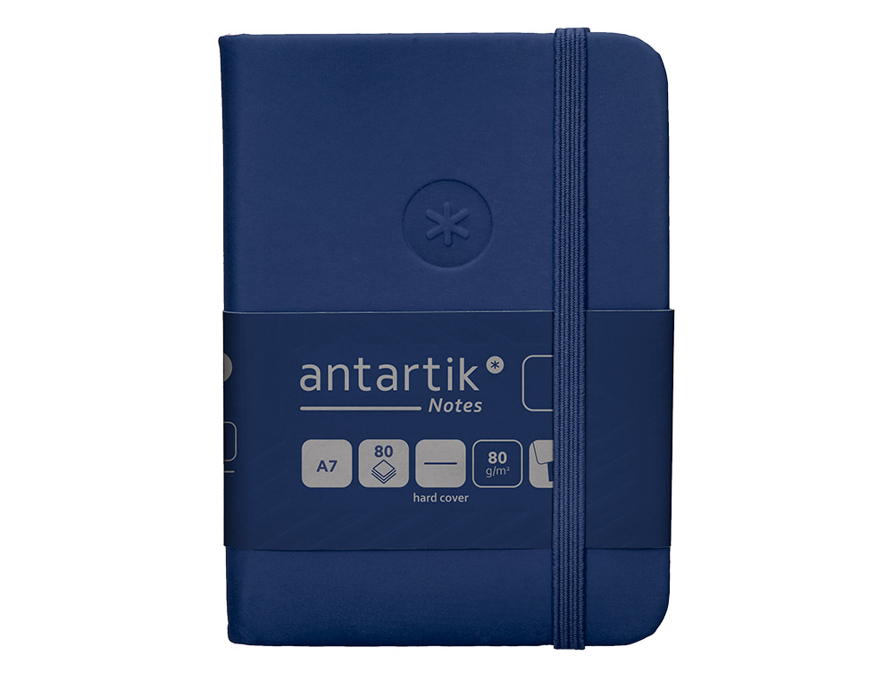 CARNET FERMETURE ELASTIQUE ANTARTIK NOTES COUVERTURE     RIGIDE A7 PAPIER UNI IVOIRE 80FEUILLES 80GR FSC BLEU MARINE