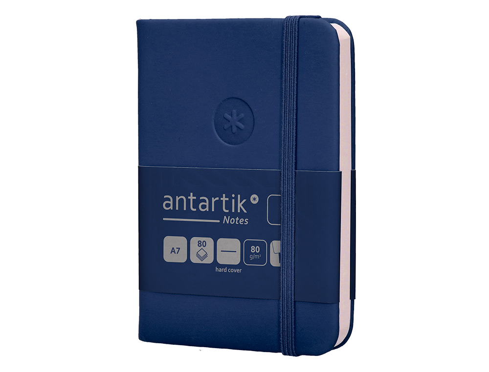 CARNET FERMETURE ELASTIQUE ANTARTIK NOTES COUVERTURE     RIGIDE A7 PAPIER UNI IVOIRE 80FEUILLES 80GR FSC BLEU MARINE