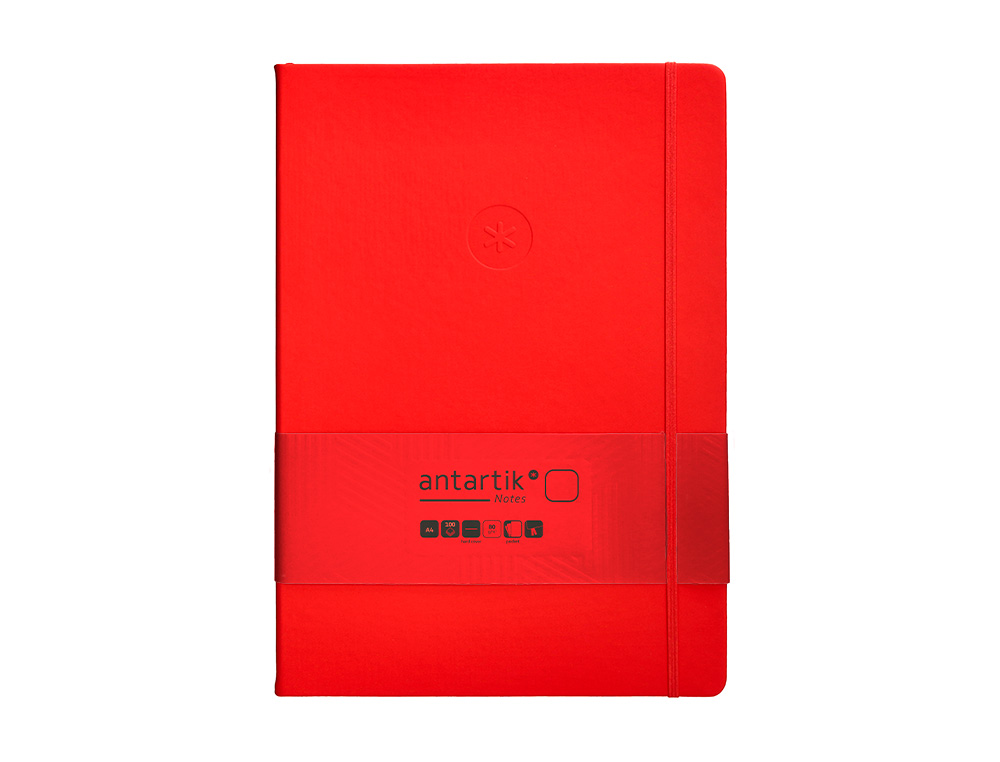 CARNET FERMETURE ELASTIQUE ANTARTIK NOTES COUVERTURE RIGIDE A4 PAPIER UNI IVOIRE 100 FEUILLES 80GR FSC COLORIS ROUGE