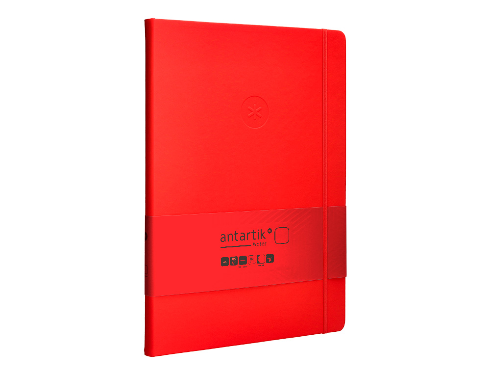 CARNET FERMETURE ELASTIQUE ANTARTIK NOTES COUVERTURE RIGIDE A4 PAPIER UNI IVOIRE 100 FEUILLES 80GR FSC COLORIS ROUGE