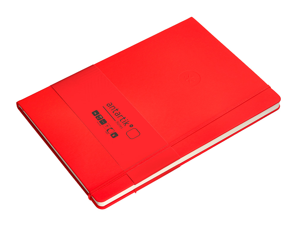 CARNET FERMETURE ELASTIQUE ANTARTIK NOTES COUVERTURE RIGIDE A4 PAPIER UNI IVOIRE 100 FEUILLES 80GR FSC COLORIS ROUGE