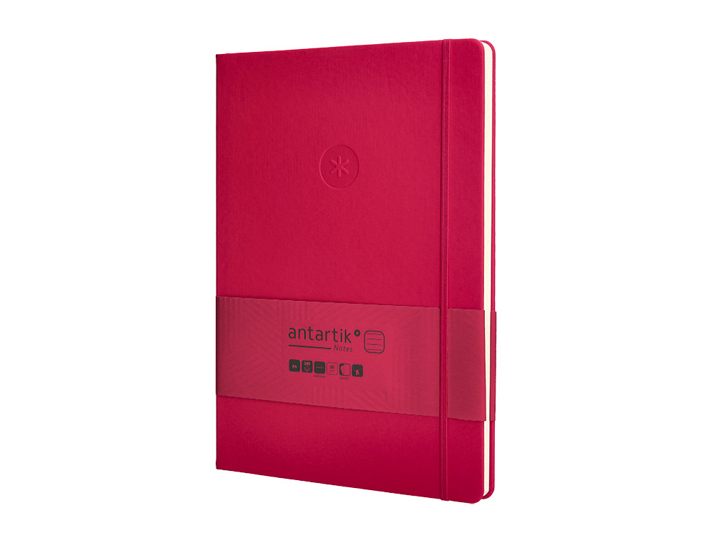 CARNET FERMETURE ELASTIQUE ANTARTIK NOTES COUVERTURE     RIGIDE A4 LIGNE 100 FEUILLES  80GR FSC COLORIS FRAMBOISE