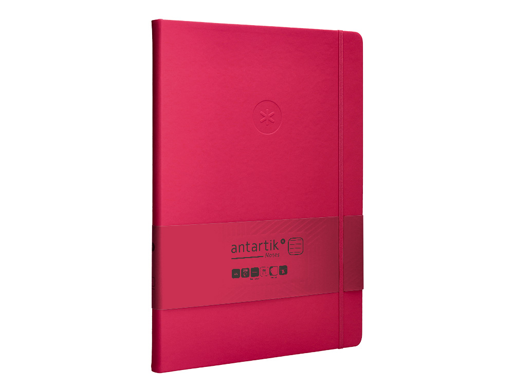 CARNET FERMETURE ELASTIQUE ANTARTIK NOTES COUVERTURE     RIGIDE A4 LIGNE 100 FEUILLES  80GR FSC COLORIS FRAMBOISE