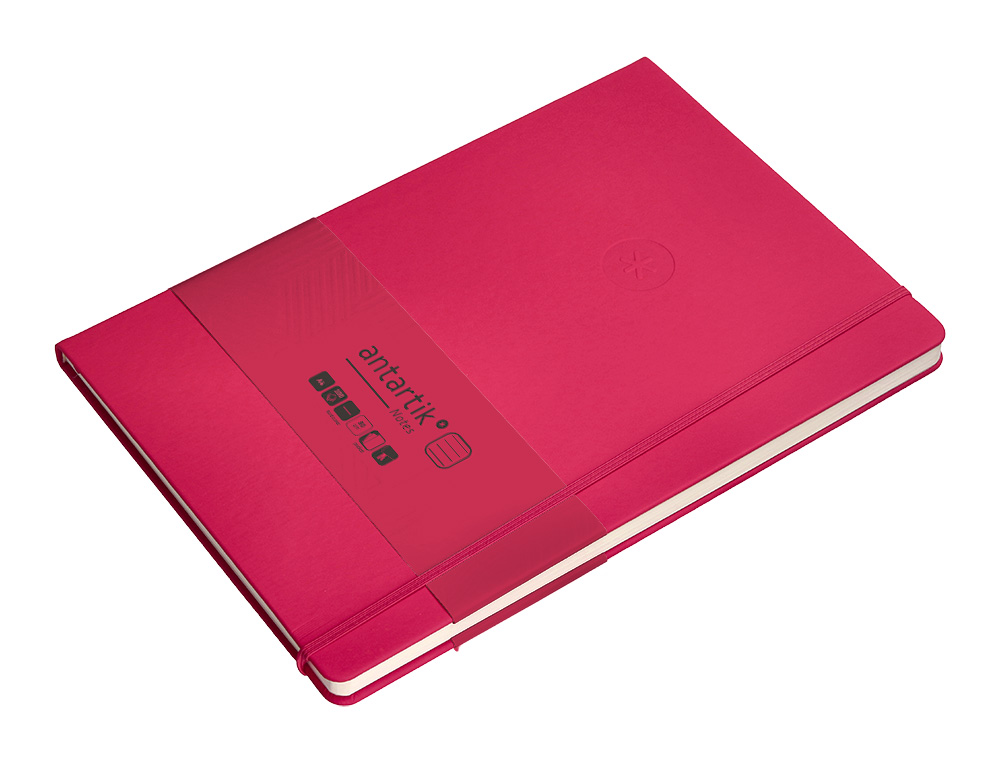 CARNET FERMETURE ELASTIQUE ANTARTIK NOTES COUVERTURE     RIGIDE A4 LIGNE 100 FEUILLES  80GR FSC COLORIS FRAMBOISE