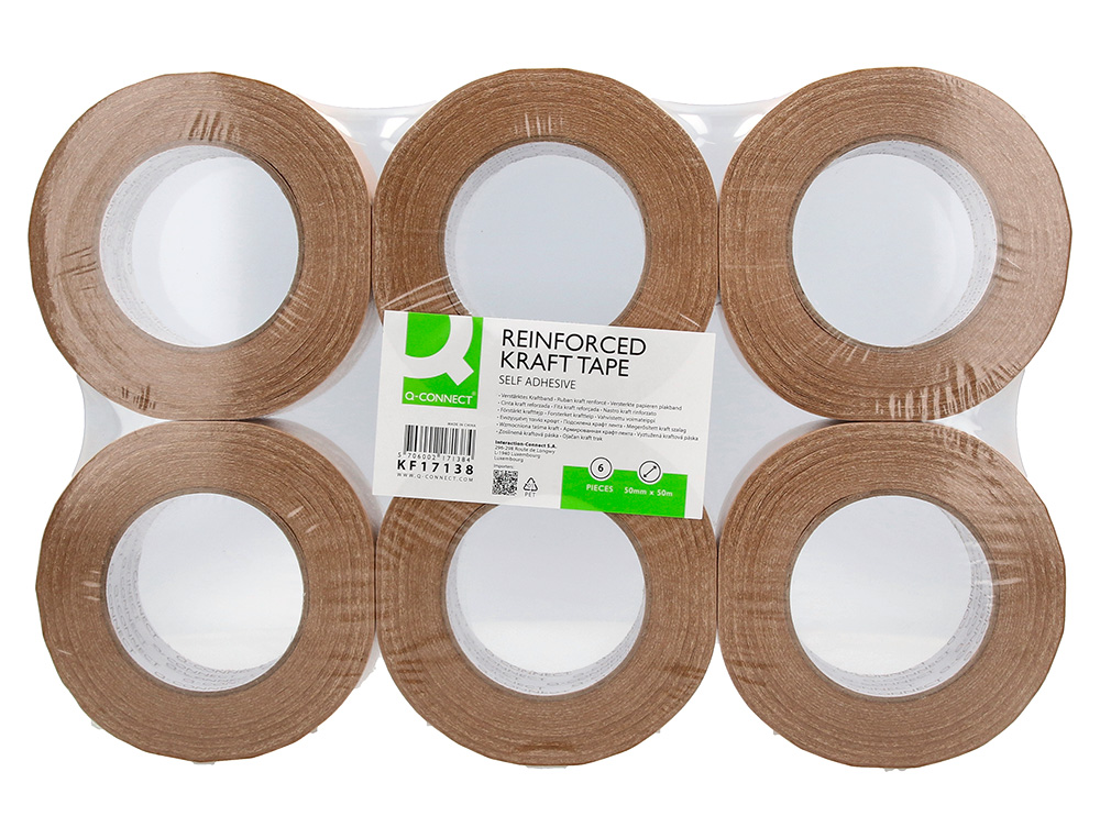 RUBAN ADHESIF Q-CONNECT POUR EMBALLAGE KRAFT RENFORCE      50MX50MM
