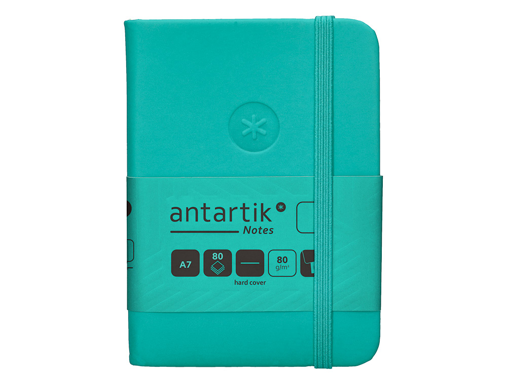 CARNET FERMETURE ELASTIQUE ANTARTIK NOTES COUVERTURE RIGIDE A7 PAPIER UNI IVOIRE 80 FEUILLES 80GR FSC VERT MENTHE