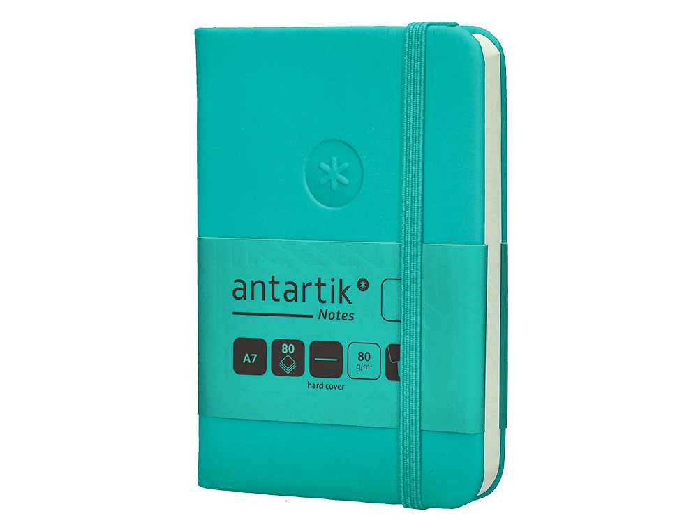 CARNET FERMETURE ELASTIQUE ANTARTIK NOTES COUVERTURE RIGIDE A7 PAPIER UNI IVOIRE 80 FEUILLES 80GR FSC VERT MENTHE