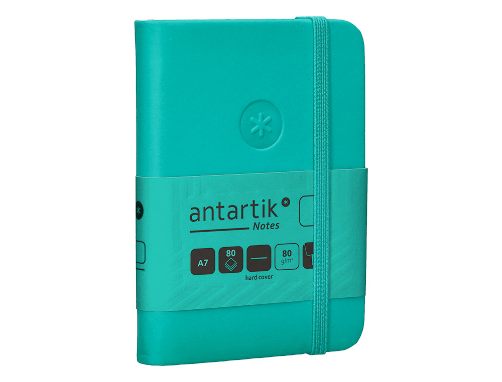 CARNET FERMETURE ELASTIQUE ANTARTIK NOTES COUVERTURE RIGIDE A7 PAPIER UNI IVOIRE 80 FEUILLES 80GR FSC VERT MENTHE