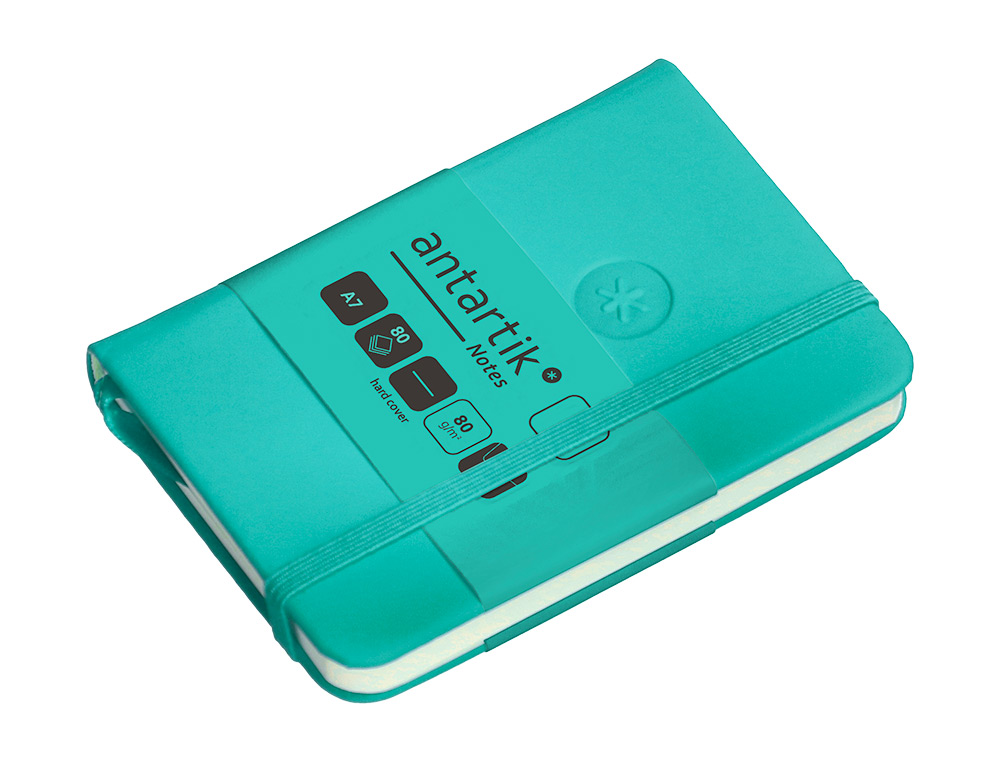 CARNET FERMETURE ELASTIQUE ANTARTIK NOTES COUVERTURE RIGIDE A7 PAPIER UNI IVOIRE 80 FEUILLES 80GR FSC VERT MENTHE
