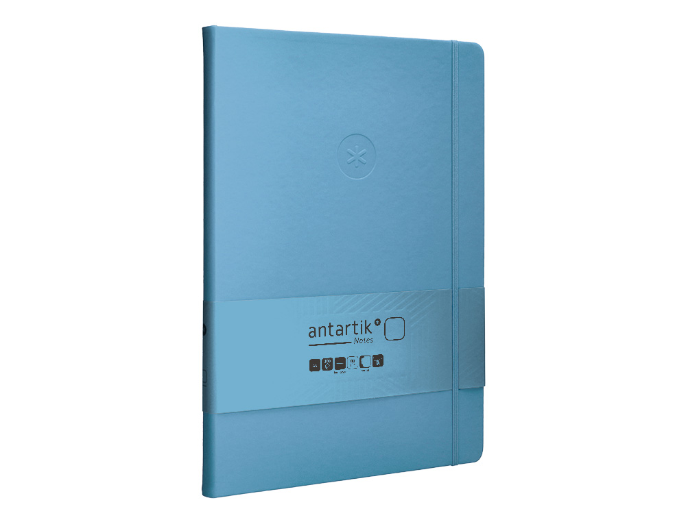 CARNET FERMETURE ELASTIQUE ANTARTIK NOTES COUVERTURE RIGIDE A4 PAPIER UNI IVOIRE 100 FEUILLES 80GR FSC BLEU CIEL