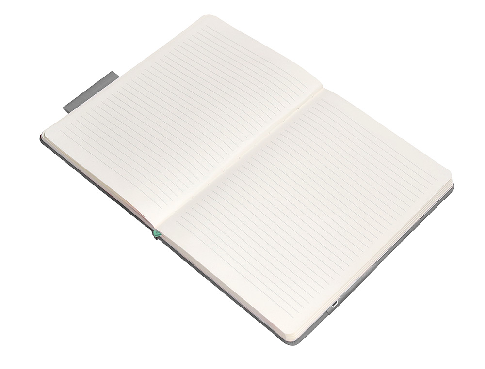 CARNET FERMETURE ELASTIQUE TURQUOISE ANTARTIK NOTES COUVERTURE RIGIDE A5 LIGNE 100FEUILLES 80GR FSC COLORIS GRIS