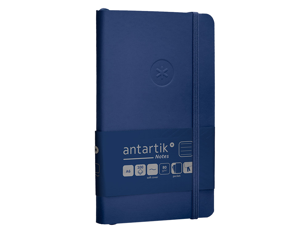 CARNET FERMETURE ELASTIQUE ANTARTIK NOTES COUVERTURE SOUPLE A6 LIGNE 100 FEUILLES 80GR FSC COLORIS BLEU MARINE