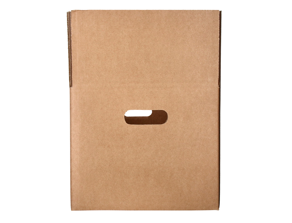 CAISSE AMERICAINE Q-CONNECT AVEC POIGNEES CARTON RECYCLE CANNELURE 5MM 500X340X310MM COLORIS KRAFT