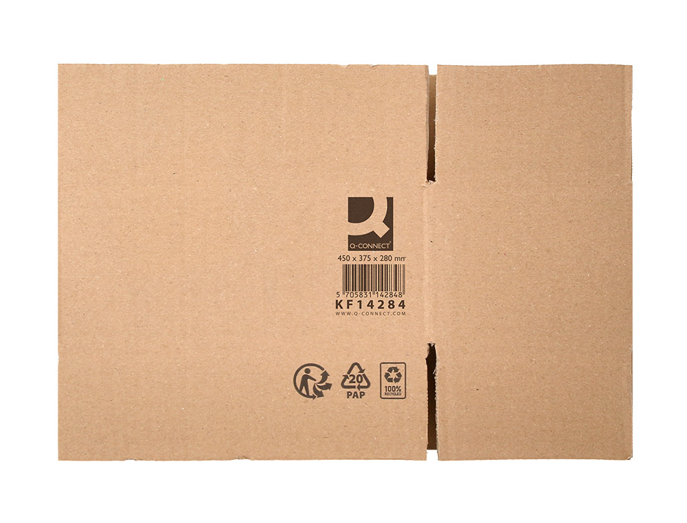 CAISSE AMERICAINE Q-CONNECT ULTRA-RESISTANTE CARTON       RECYCLE DOUBLE CANNELURE 7MM  450X375X280MM COLORIS KRAFT