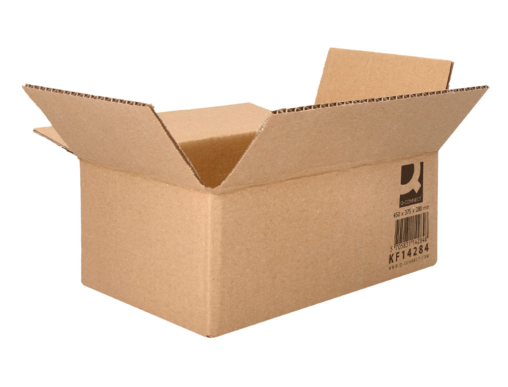CAISSE AMERICAINE Q-CONNECT ULTRA-RESISTANTE CARTON       RECYCLE DOUBLE CANNELURE 7MM  450X375X280MM COLORIS KRAFT