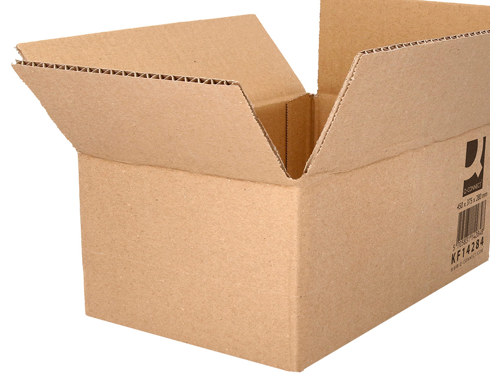 CAISSE AMERICAINE Q-CONNECT ULTRA-RESISTANTE CARTON       RECYCLE DOUBLE CANNELURE 7MM  450X375X280MM COLORIS KRAFT