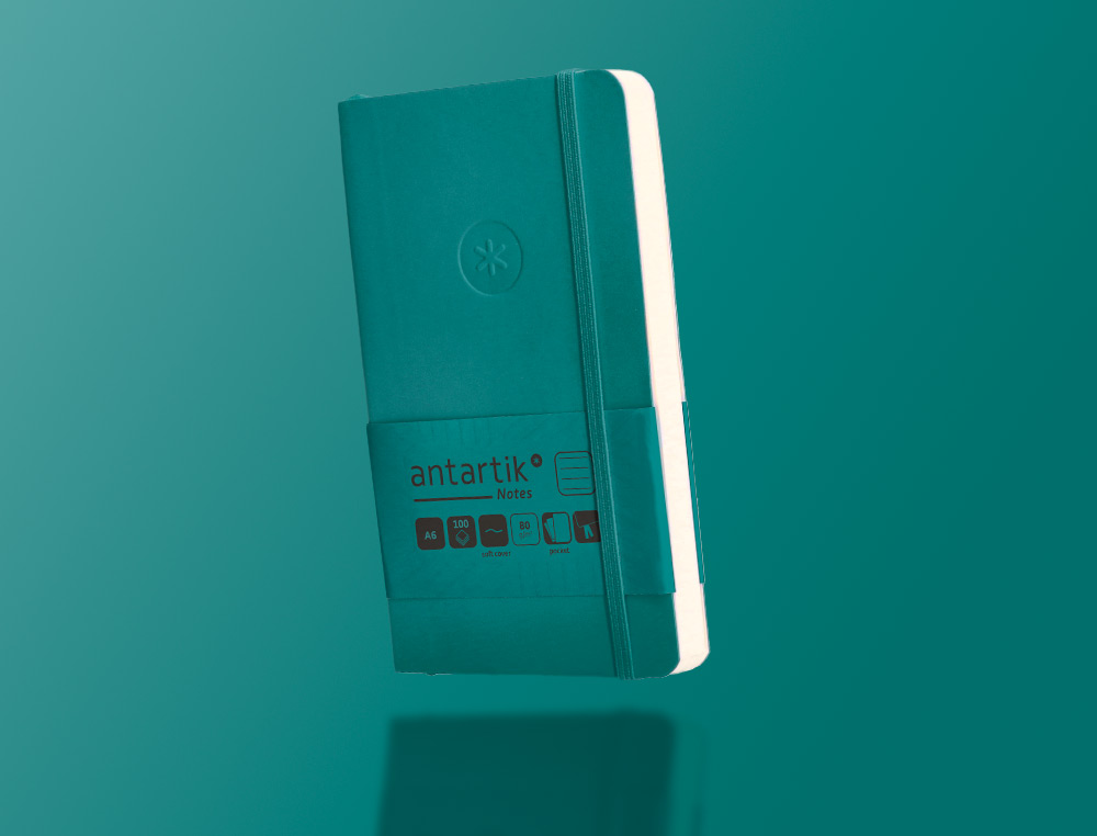 CARNET FERMETURE ELASTIQUE ANTARTIK NOTES COUVERTURE     SOUPLE A6 LIGNE 100 FEUILLES  80GR FSC COLORIS VERT PAON