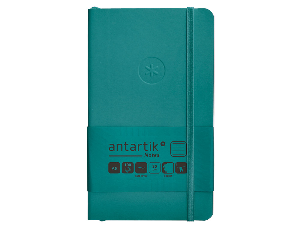 CARNET FERMETURE ELASTIQUE ANTARTIK NOTES COUVERTURE     SOUPLE A6 LIGNE 100 FEUILLES  80GR FSC COLORIS VERT PAON