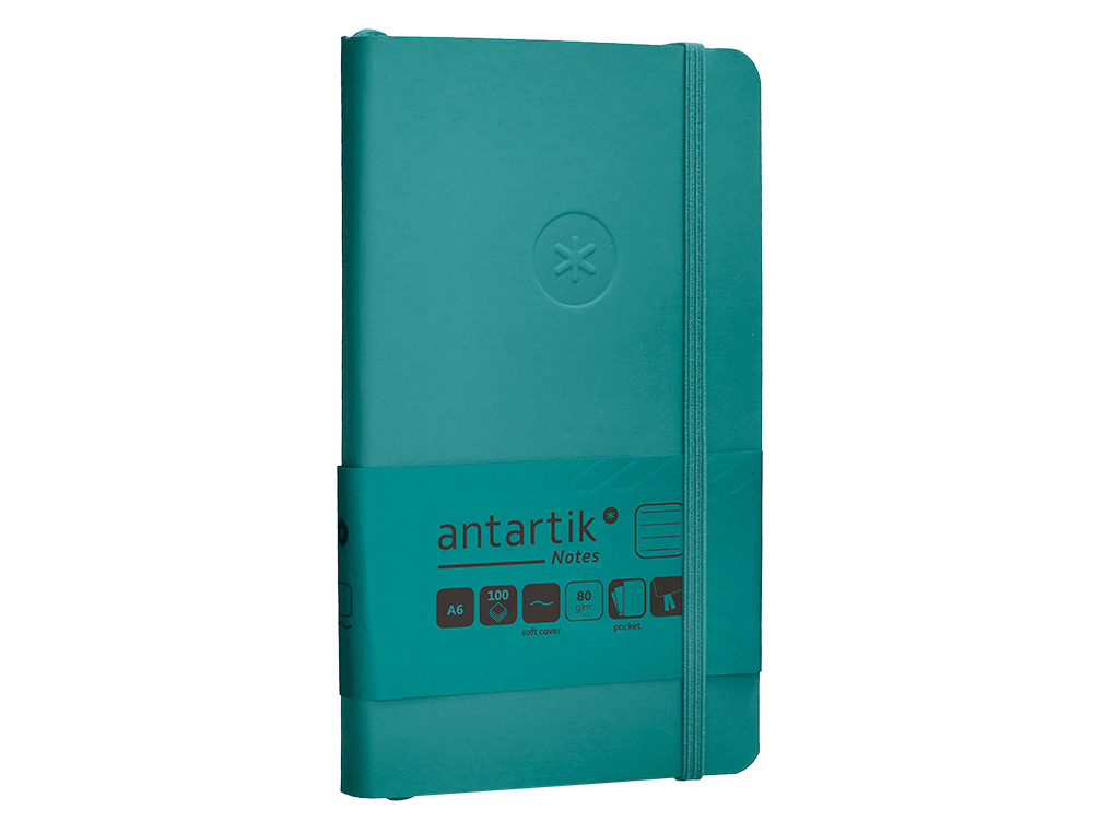 CARNET FERMETURE ELASTIQUE ANTARTIK NOTES COUVERTURE     SOUPLE A6 LIGNE 100 FEUILLES  80GR FSC COLORIS VERT PAON