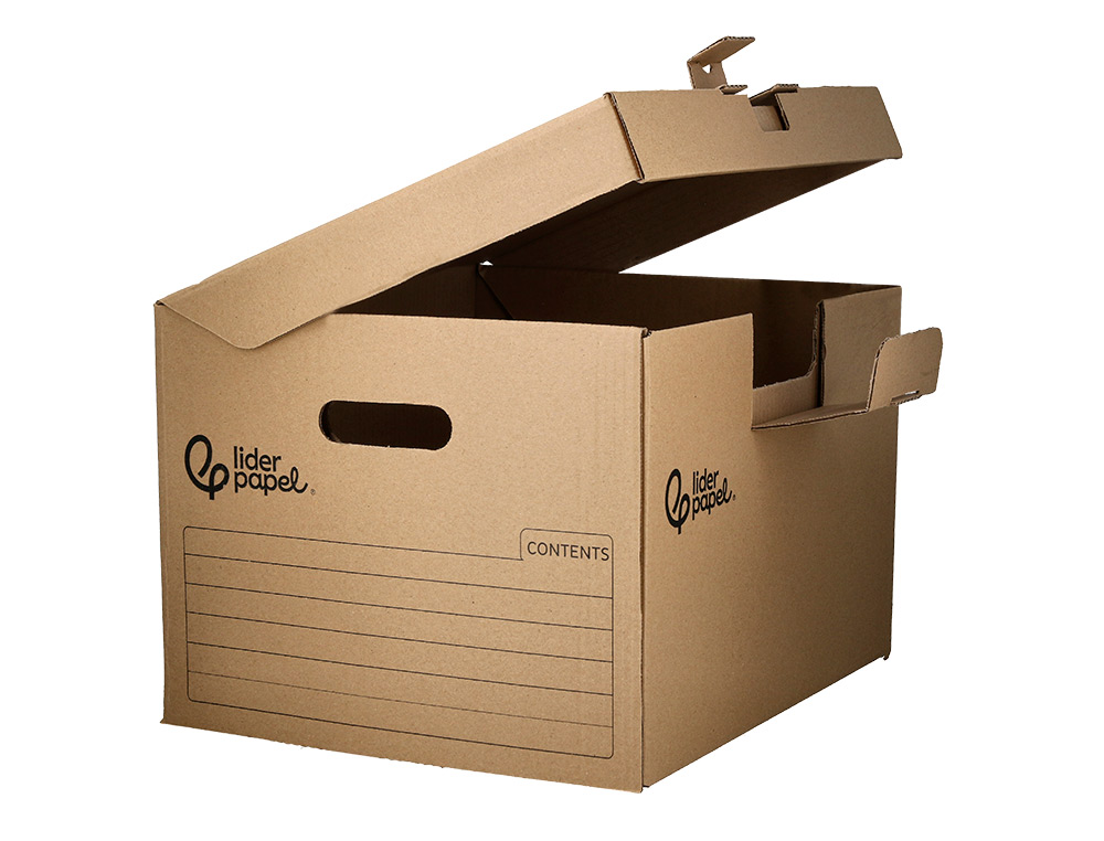 CONTAINER A ARCHIVES LIDERPAPEL CARTON MONTAGE AUTOMATIQUE POUR 3 BOITES FORMAT A4+ / 3 CLASSEURS A-Z 387X333X260MM