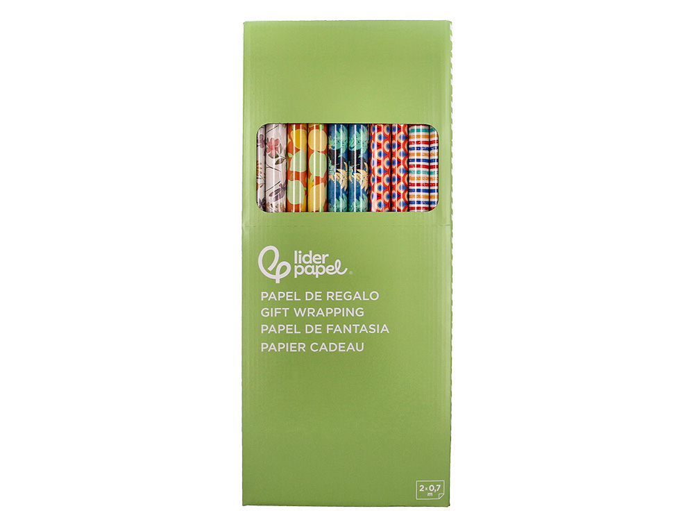 PAPIER CADEAU LIDERPAPEL TOUTE L'ANNEE ROULEAU 0,70X2M 60G MOTIFS ASSORTIS B-2024