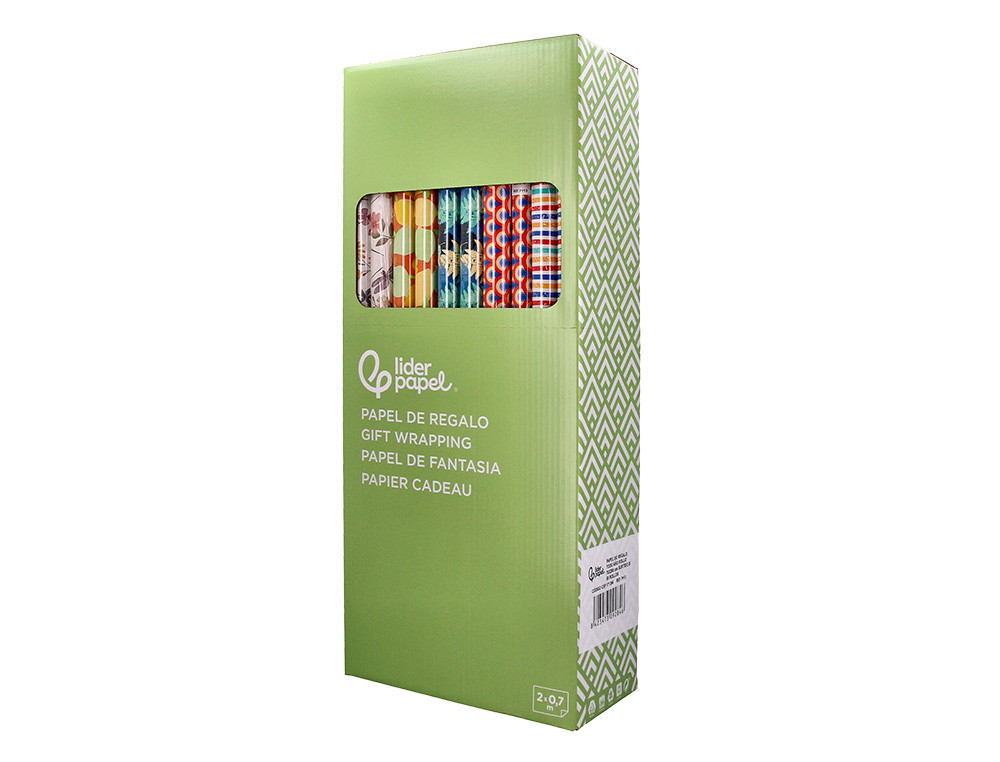 PAPIER CADEAU LIDERPAPEL TOUTE L'ANNEE ROULEAU 0,70X2M 60G MOTIFS ASSORTIS B-2024