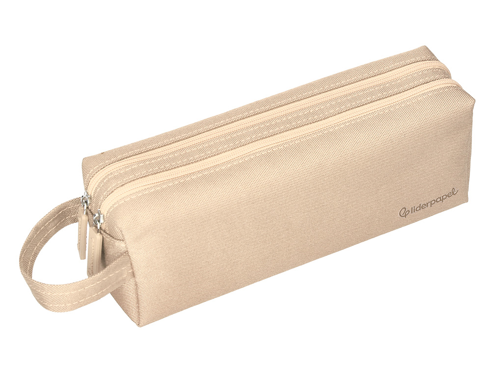 FOURRE-TOUT LIDERPAPEL RECTANGULAIRE 2 COMPARTIMENTS ANSE DE PREHENSION 21X8CM     COLORIS BEIGE