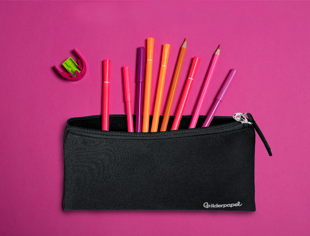 FOURRE-TOUT LIDERPAPEL PLAT 1 COMPARTIMENT 20X10CM COLORIS NOIR