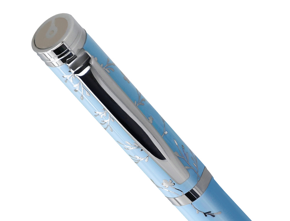 ROLLER BELIUS COLLECTION1 ALUMINIUM ENCRE NOIRE COLORIS BLEU CIEL DESIGN RELIEF       ARGENTE BOITE DESIGN