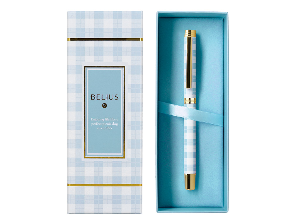 ROLLER BELIUS PICNIC ALUMINIUM ENCRE NOIRE COLORIS BLEU CIEL DORE BOITE DESIGN