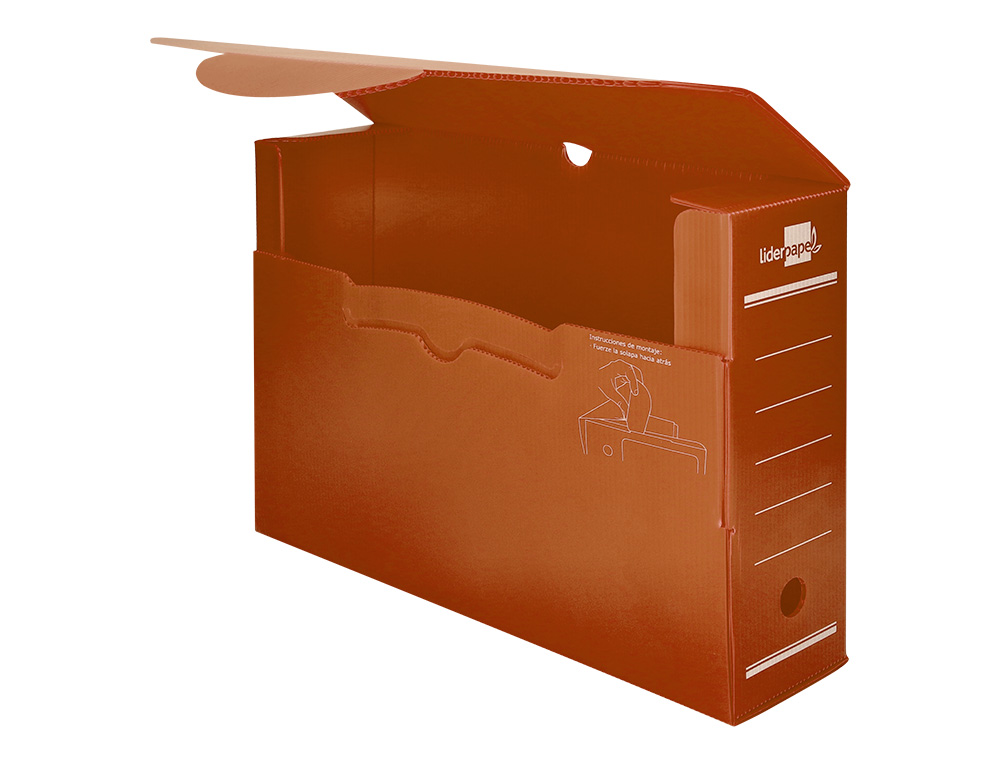 BOITE A ARCHIVES LIDERPAPEL POLYPROPYLENE ONDULE DOS      100MM 360X100X260MM COLORIS   MARRON